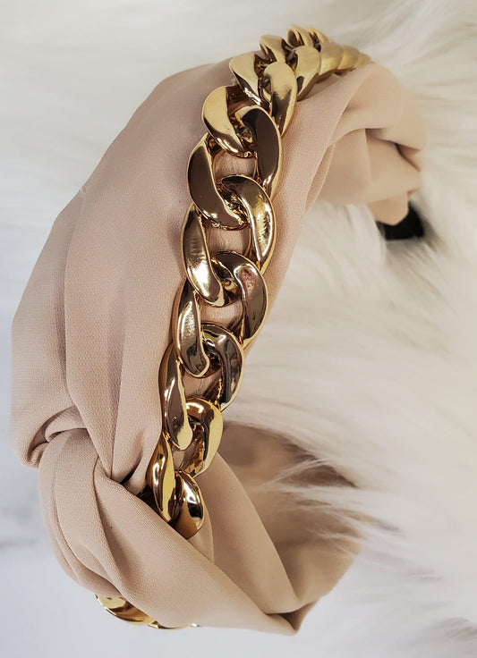 Khaki Chain Fashion Twist Headbands - AloraCosmetics