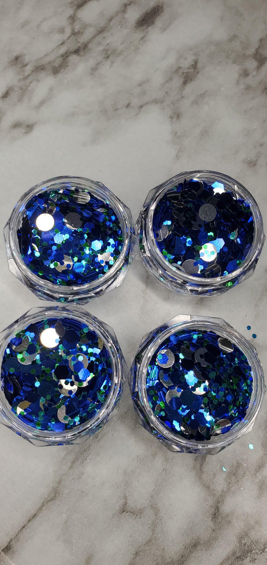 Chunky Blue and Green and silver Mix - AloraCosmetics