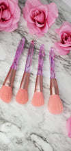 Load image into Gallery viewer, Pink 10 Pc Crystal Brush Set with makeup bag - AloraCosmetics  
