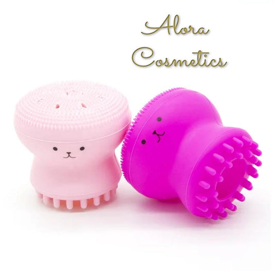 Hot Pink Baby Jellyfish Silicone Face Wash  Brush - AloraCosmetics  