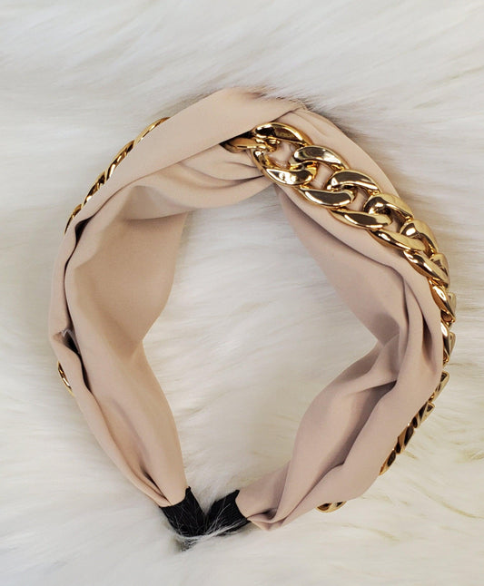 Khaki Chain Fashion Twist Headbands - AloraCosmetics  