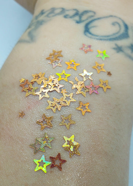 Gold Holographic Stars - AloraCosmetics  