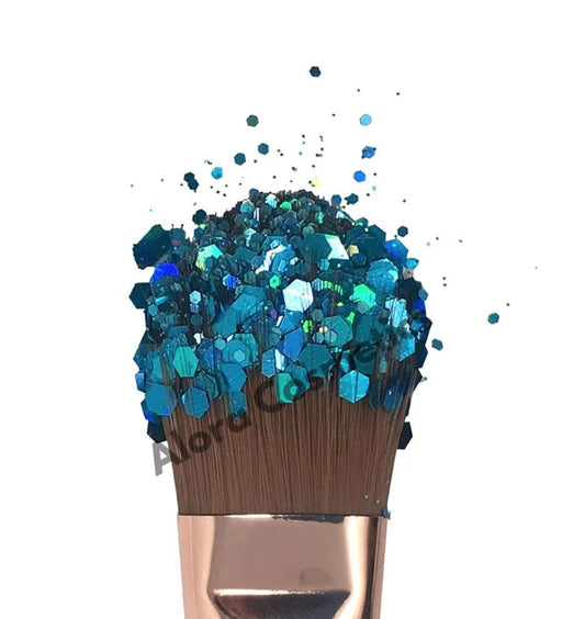 Chunky Turquoise Holographic Mix - AloraCosmetics  