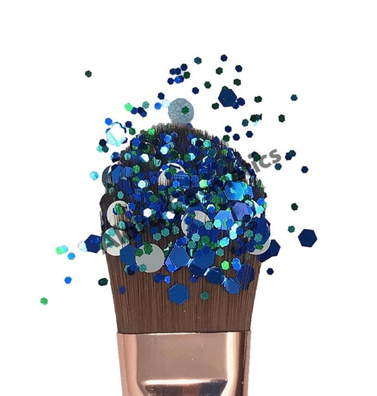 Chunky Blue and Green and silver Mix - AloraCosmetics  
