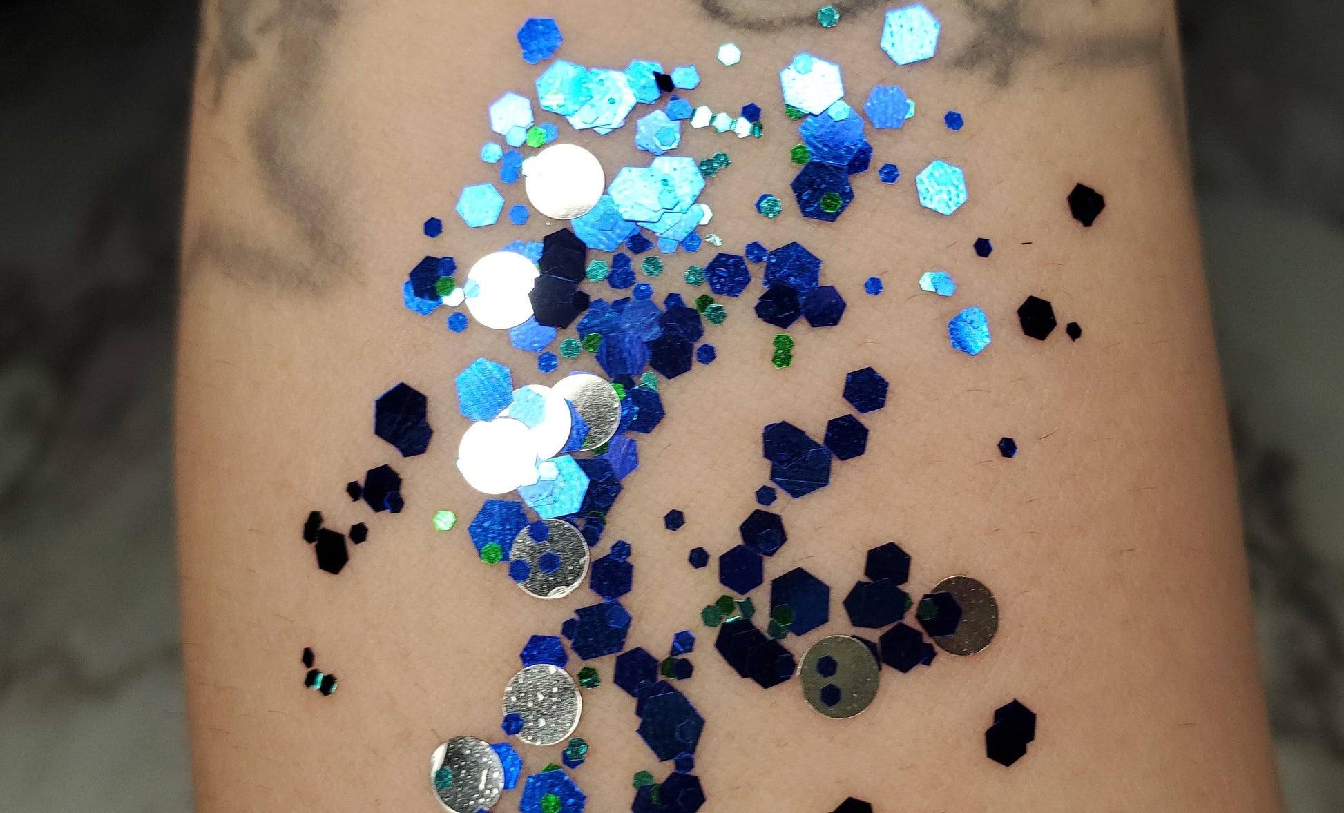 Chunky Blue and Green and silver Mix - AloraCosmetics  