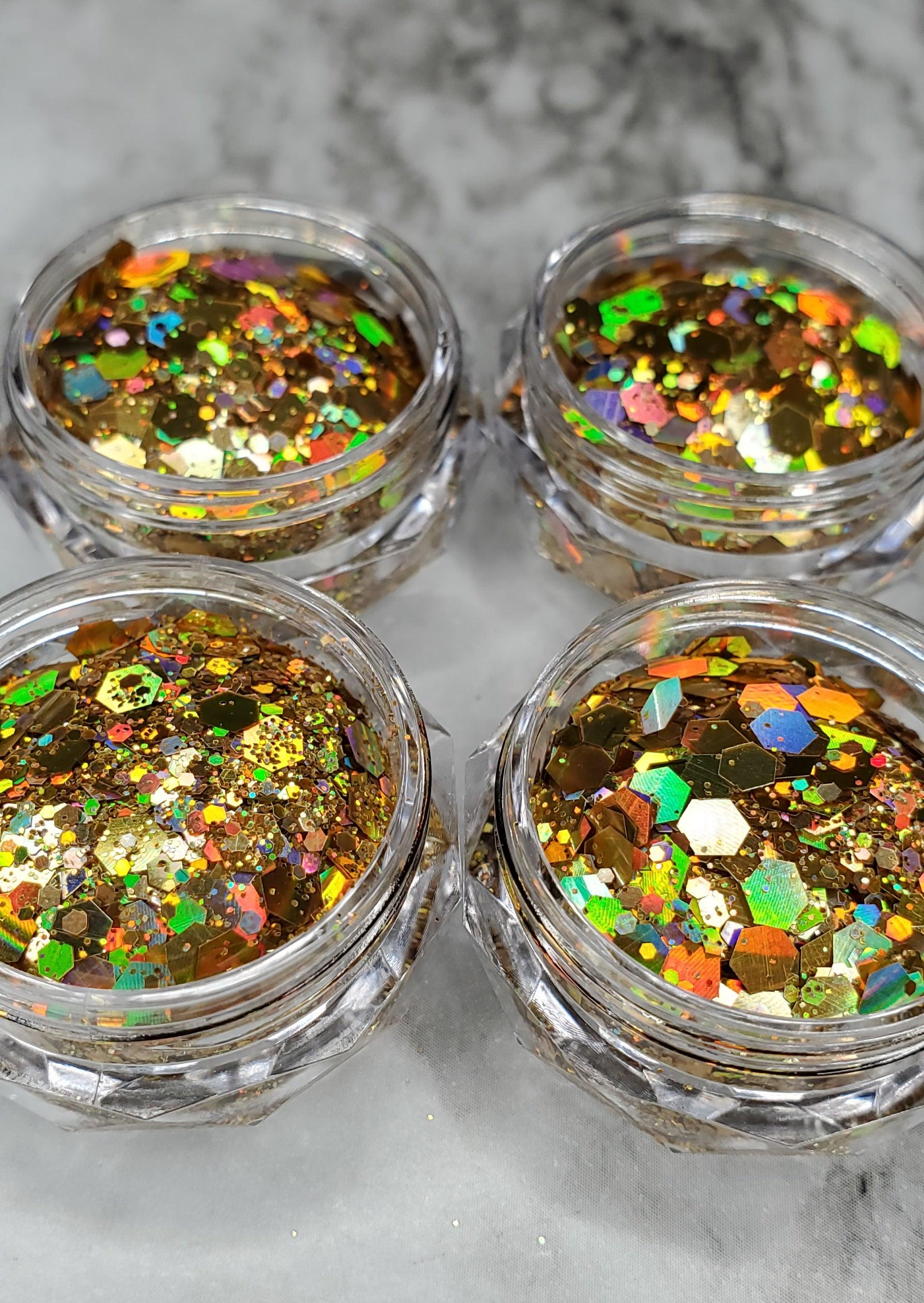 Chunky Bright Gold Glitter - AloraCosmetics  