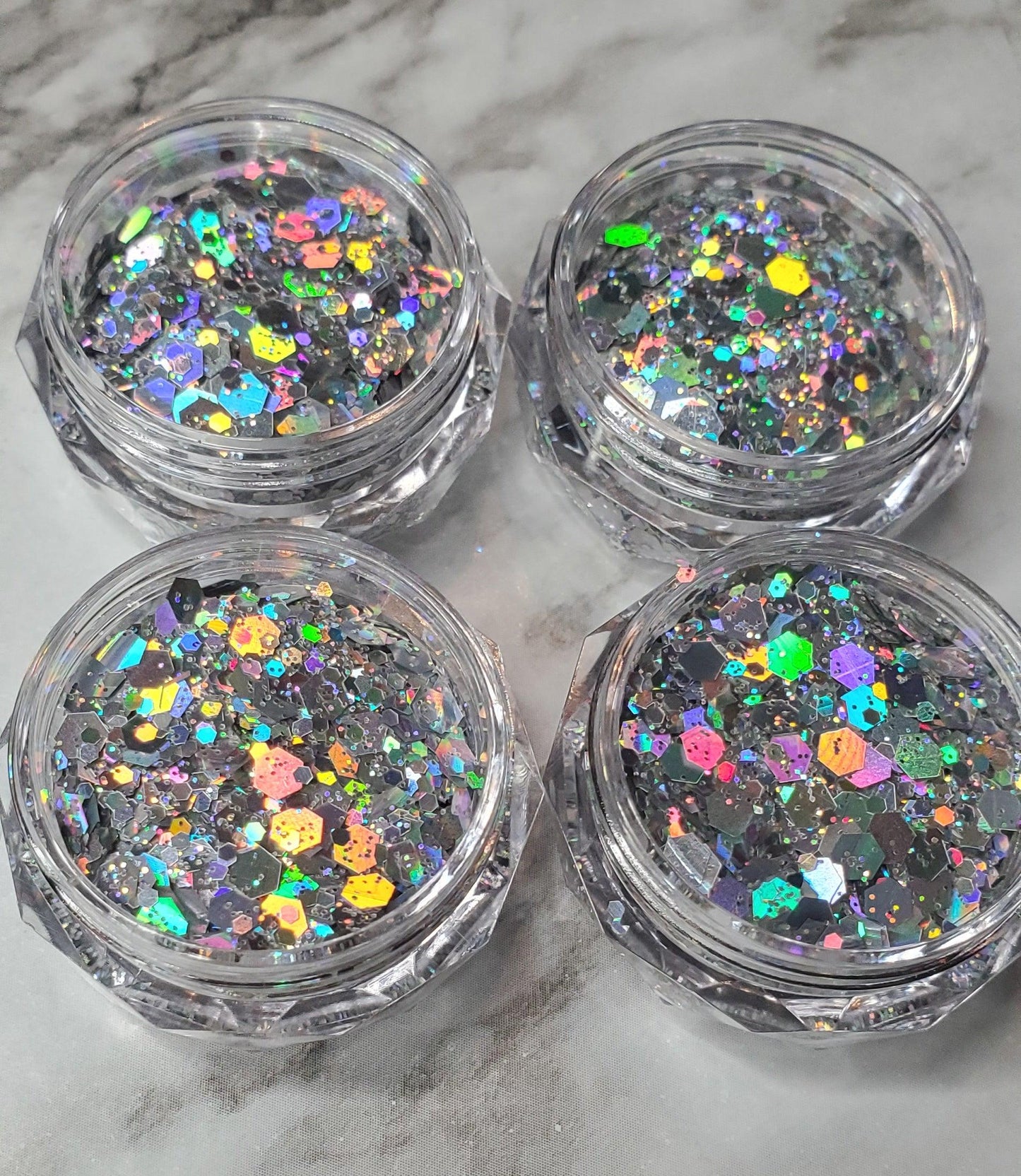 Silver Holographic Chunky Glitter - AloraCosmetics  