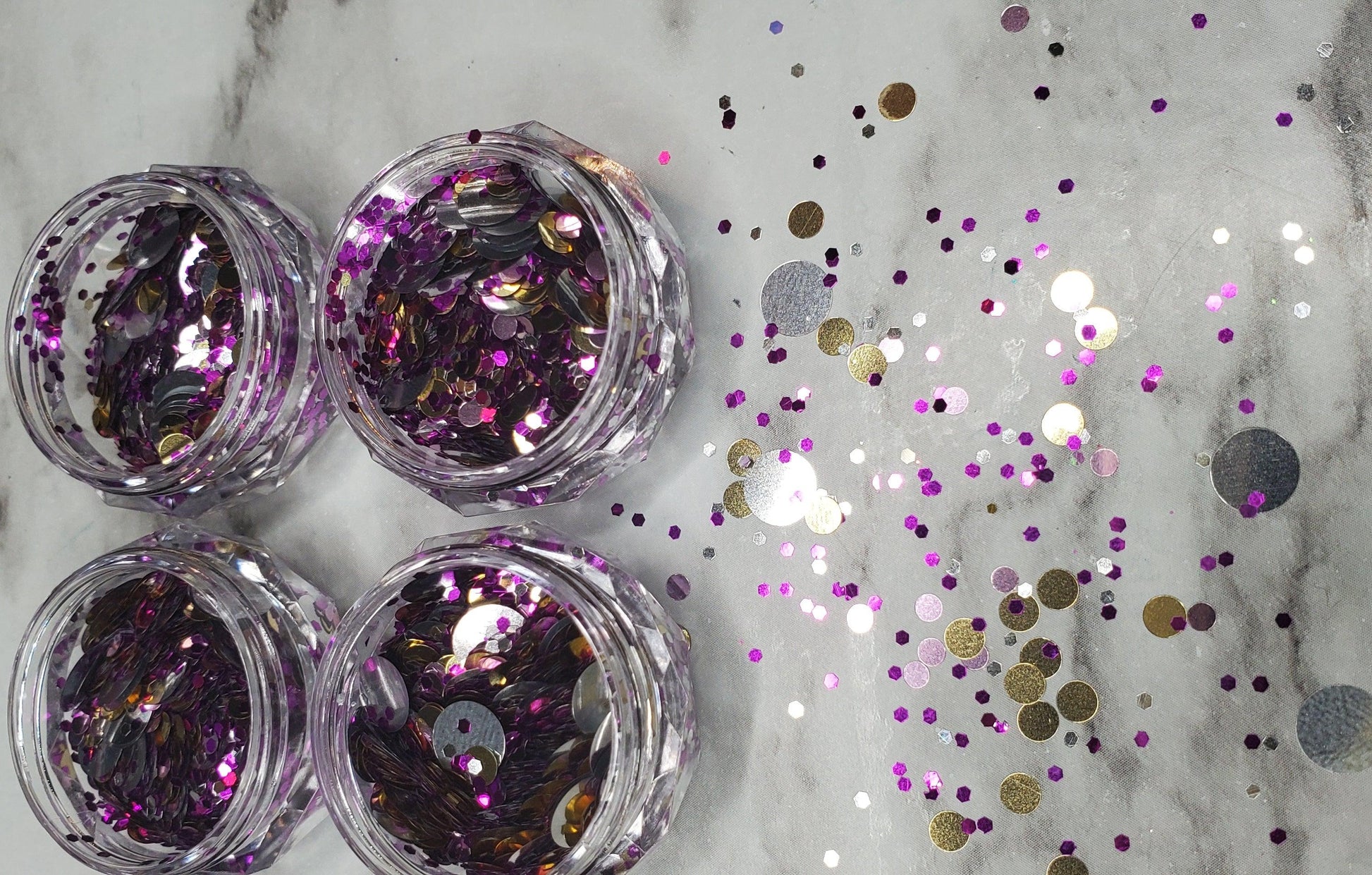 Chunky Party People Gold, Silver and Purple Mix - AloraCosmetics  